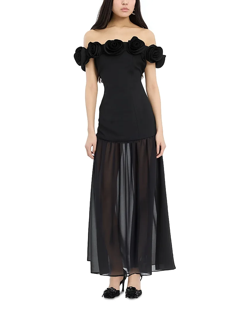 Crepe Flower Maxi Dress by Rotate