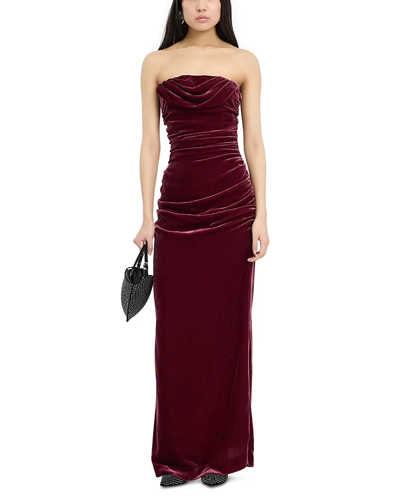 Silk Velvet Ruched Dress by Rotate