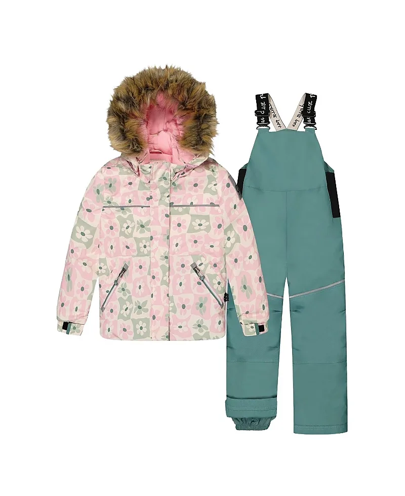 Discover Retro Fleece Hood Jacket & Suspender Pants Two Piece Snowsuit by Deux Par Deux