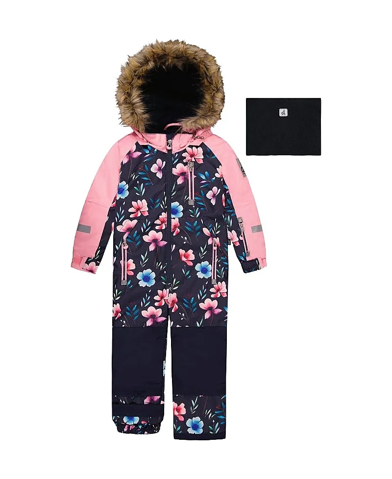 Play Floral Faux Fur Hood & One Piece Snowsuit by Deux Par Deux