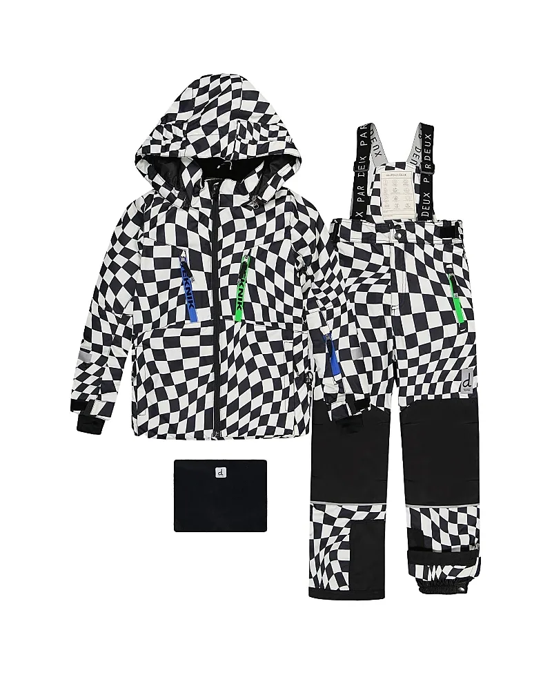 Teknik Checkered Jacket & Reinforced Pants Two Piece Snowsuit by Deux Par Deux