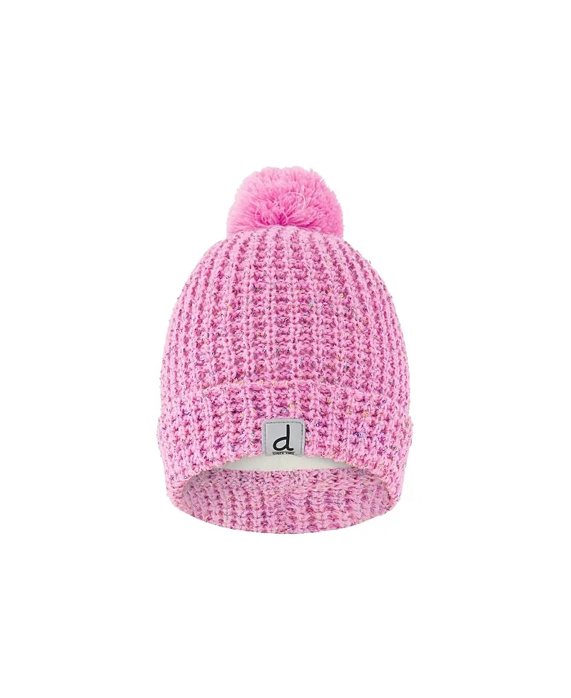 Winter Marled Rolled Cuff Pompom Knit Hat by Deux Par Deux