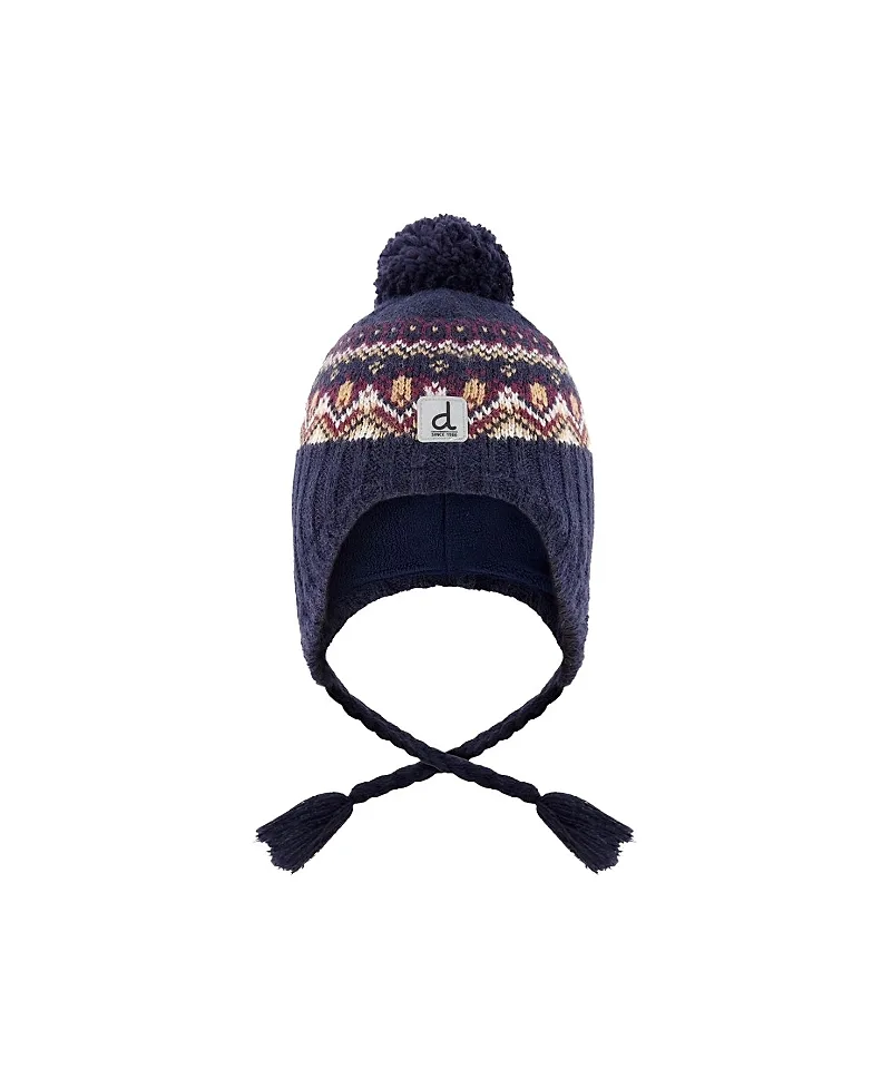 Winter Fair Isle Earflap Peruvian Knit Hat with Pompom by Deux Par Deux