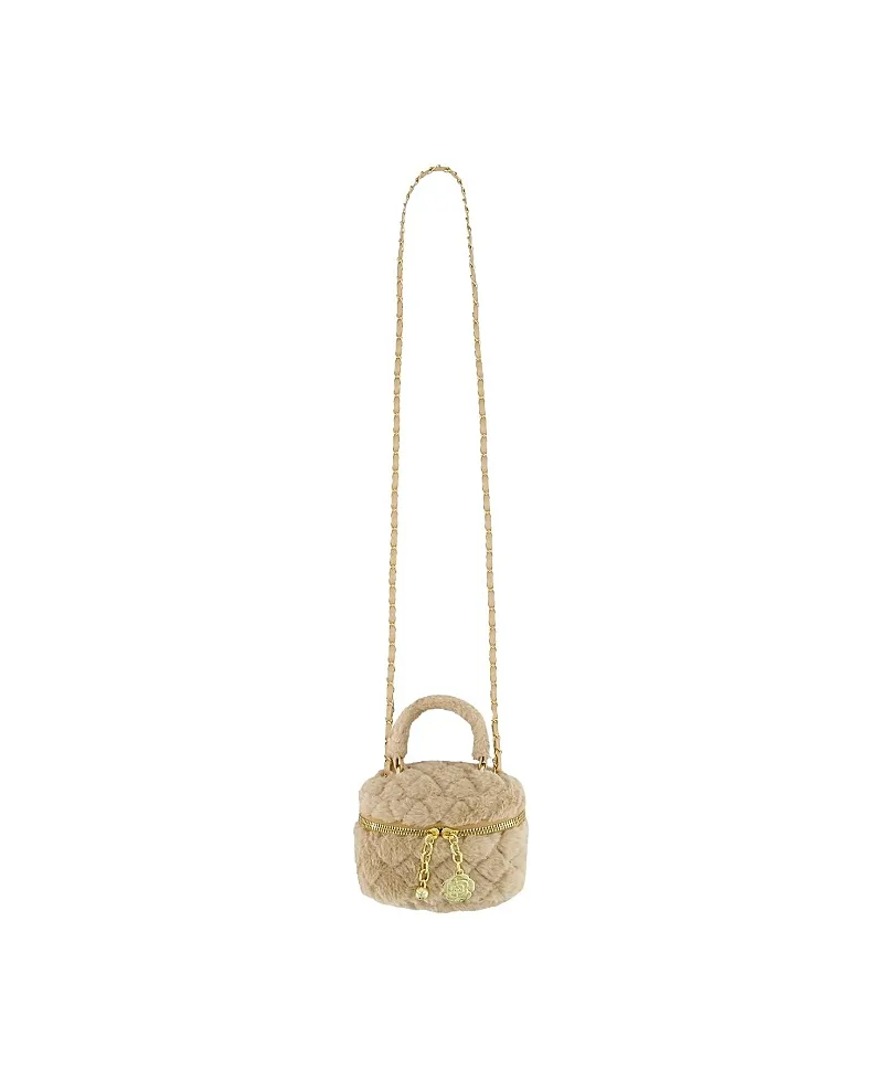 Quilted Fleece Chain Strap Zipper Small Bag by Deux Par Deux