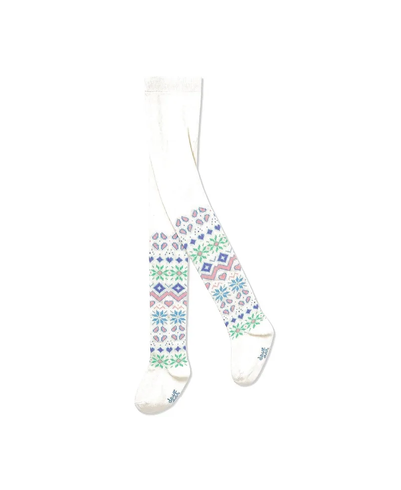 Fair Isle Ribbed Waistband Stretch Fit Tights by Deux Par Deux