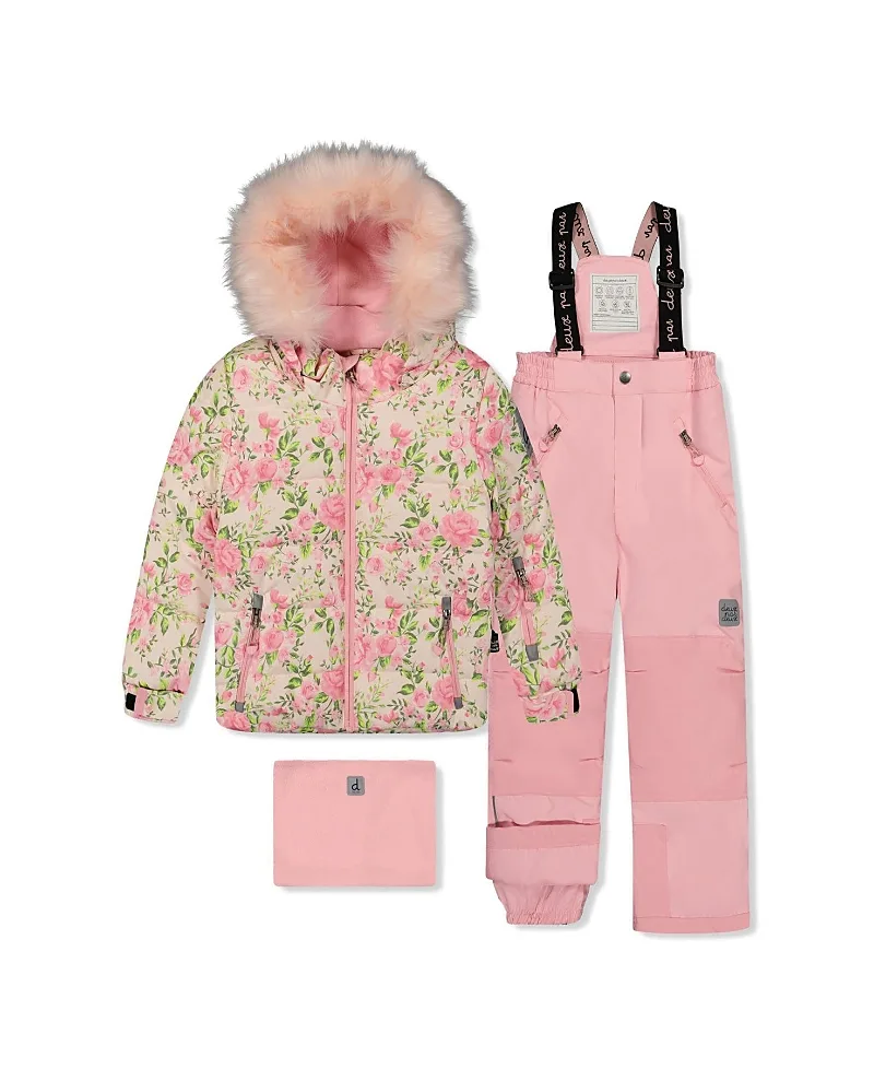 Play Mini Flower Jacket & Reinforced Pants Two Piece Snowsuit by Deux Par Deux