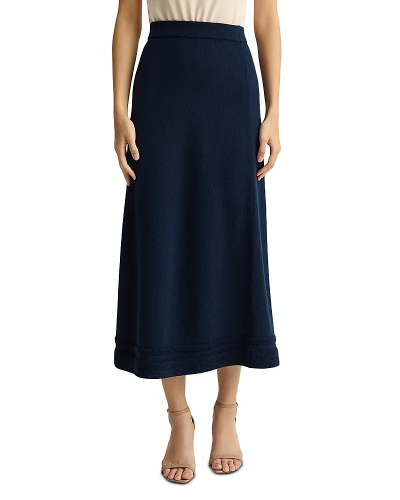 Wool Blend Knit Midi Skirt by St. John