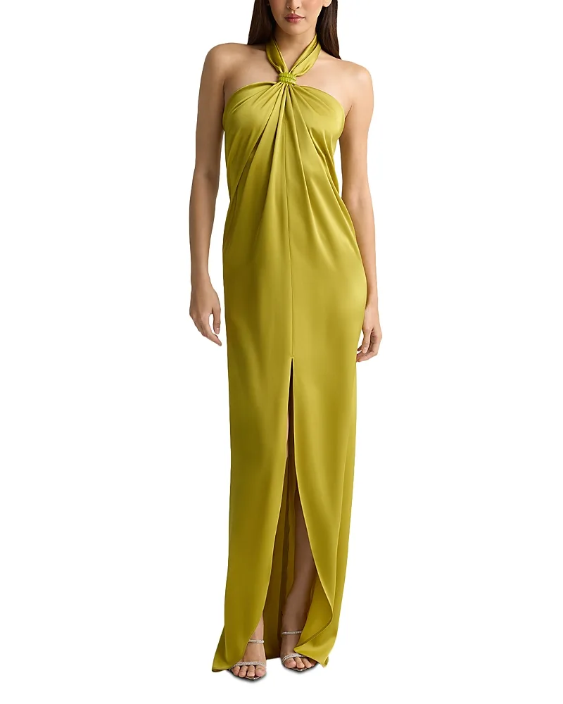 Halter Front Slit Maxi Dress by St. John