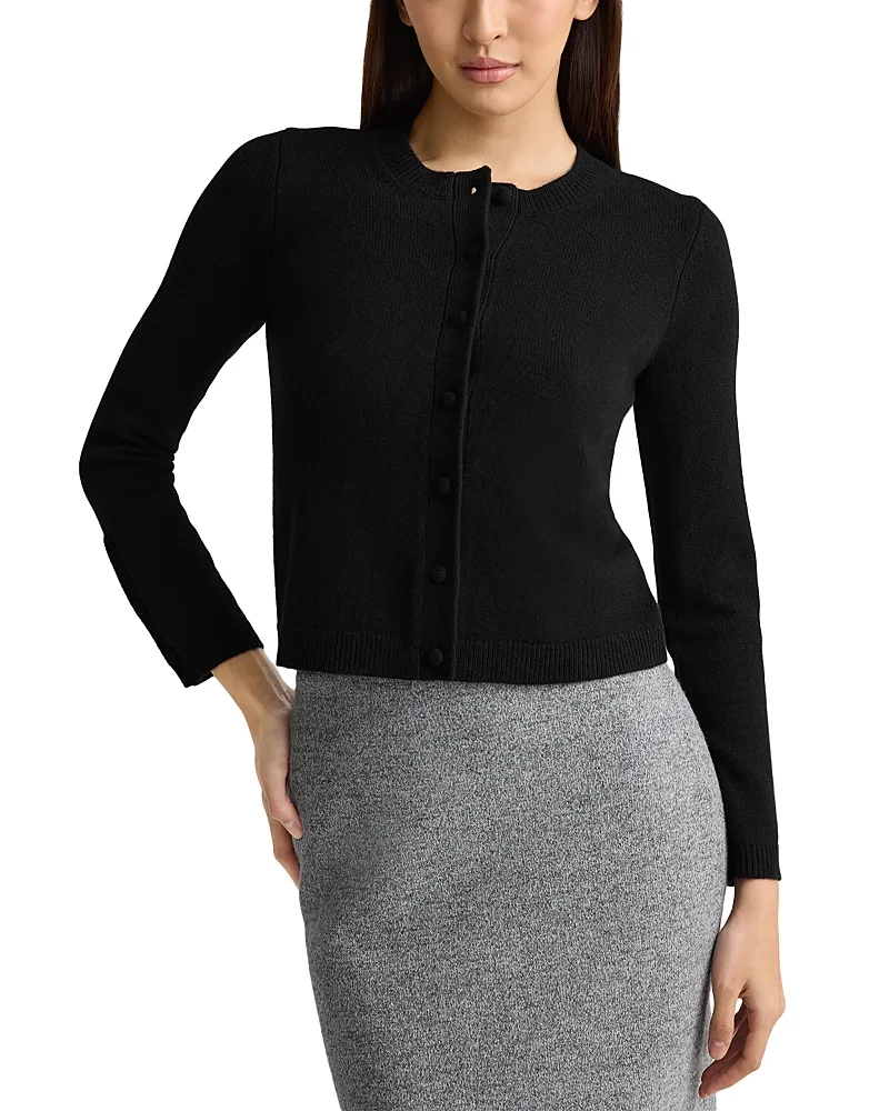 Wool & Cashmere Crewneck Cardigan by St. John