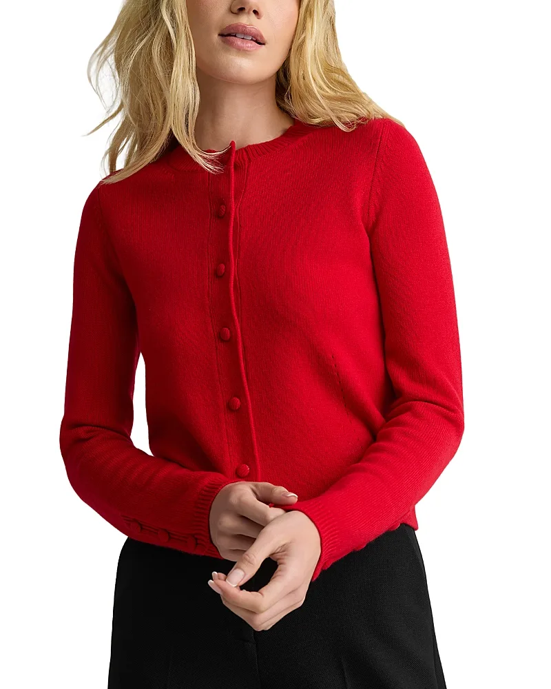 Wool & Cashmere Crewneck Cardigan by St. John