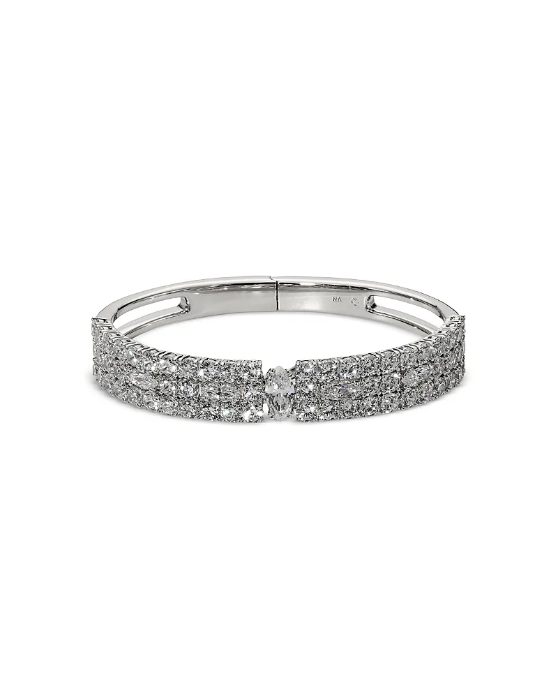 Twinnie Triple Row Hinged Bangle Bracelet by Nadri