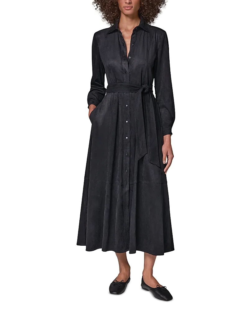 Faux Suede Belted Midi Dress by Donna Karan Weekend