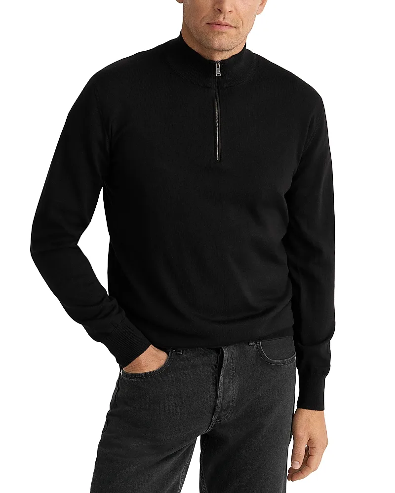 Merino Wool Quarter Zip Knit Sweater by Eton