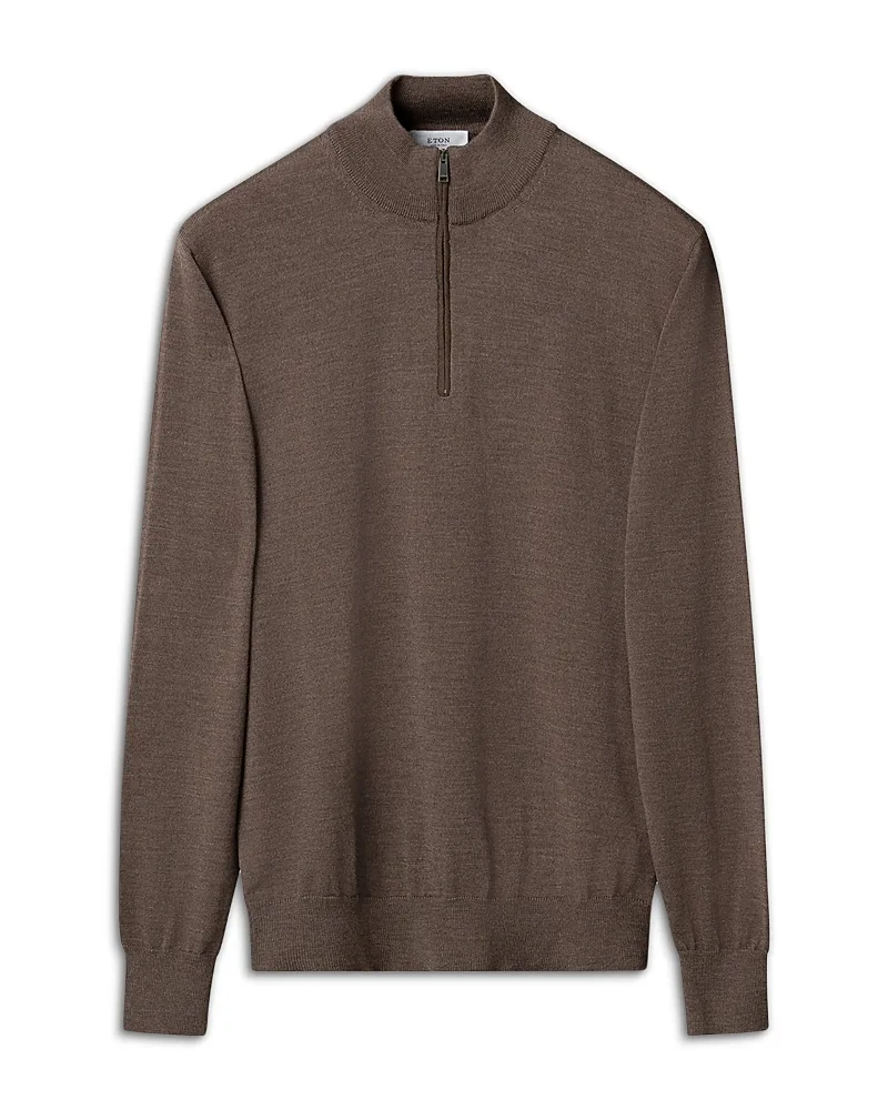 Merino Wool Quarter Zip Knit Sweater