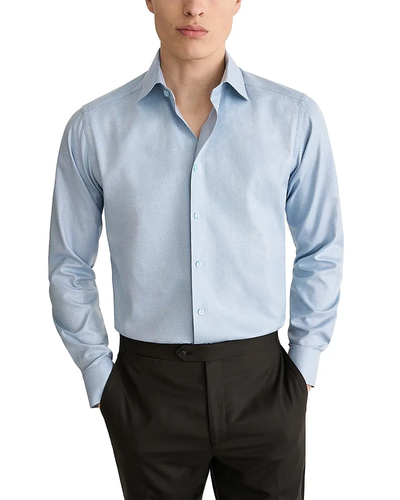 Cotton Slim Fit Intricate Pattern Shirt by Eton