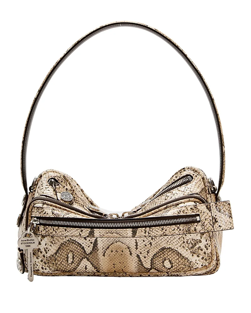 Camero Snake Embossed Leather Shoulder Bag by Acne Studios