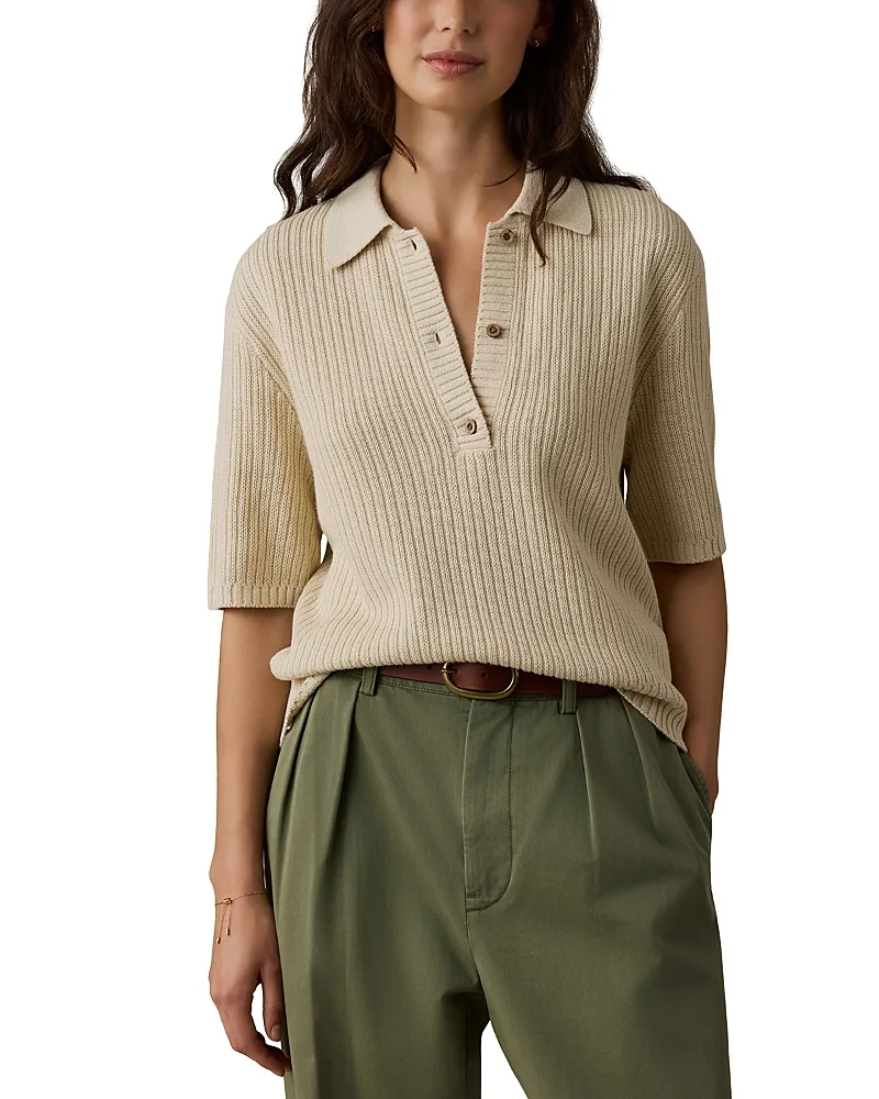 Miramar Linen Cotton Short Sleeve Polo Top