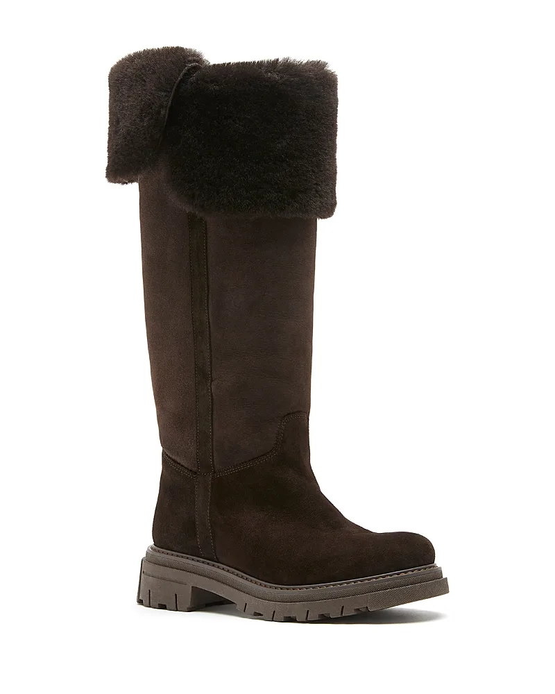 Davide Suede Shearling Lined Knee High Boots by La Canadienne
