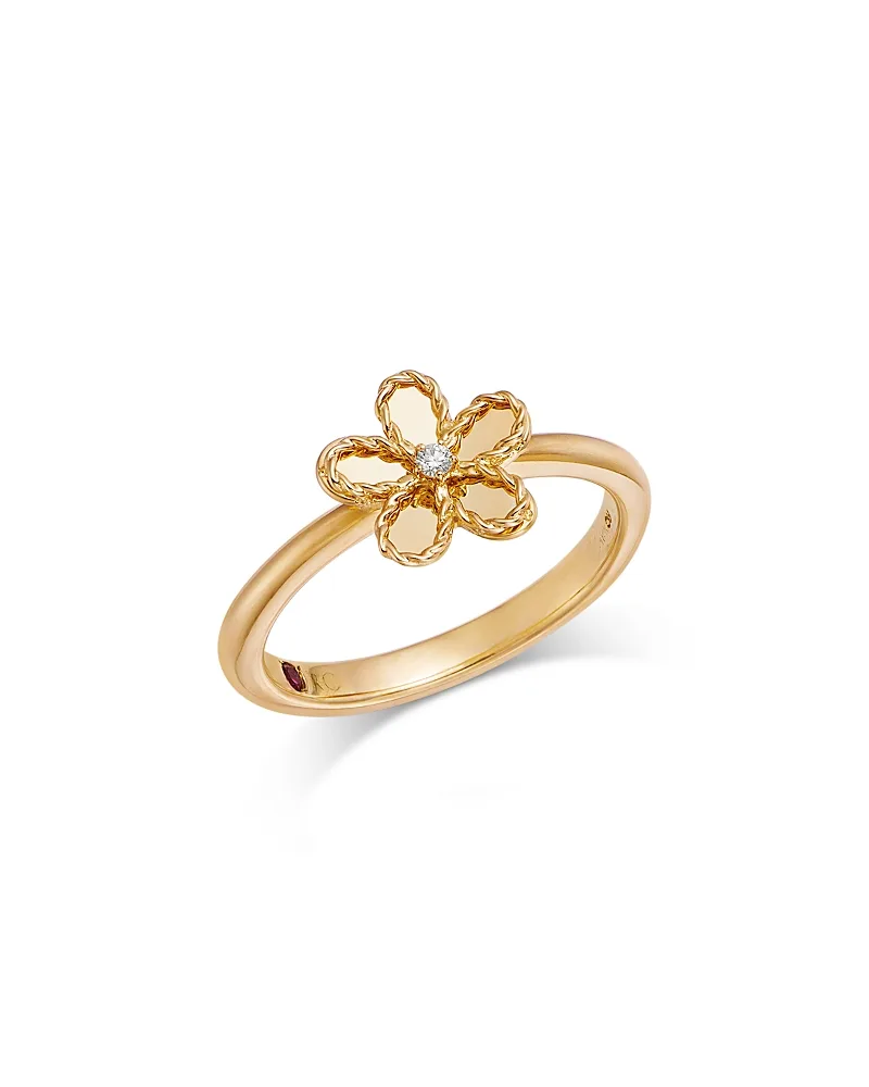 18K Yellow Gold Diamond Jasmine Flower Ring, 0.01 Tcw by Roberto Coin