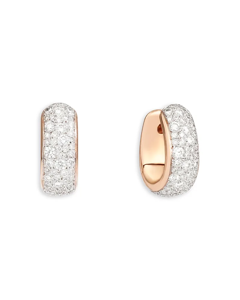 18K Rose Gold Iconica Diamond Pave Huggie Hoop Earrings, 3.1 Tcw