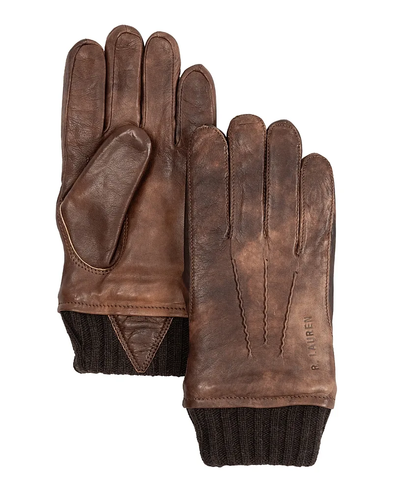 Burnished Leather Flight Gloves by Polo Ralph Lauren