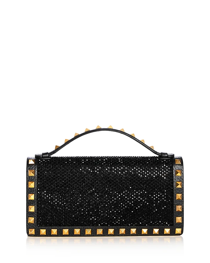 Valentino Garavani Rockstud Crystal & Leather Wallet on Chain by Valentino Garavani