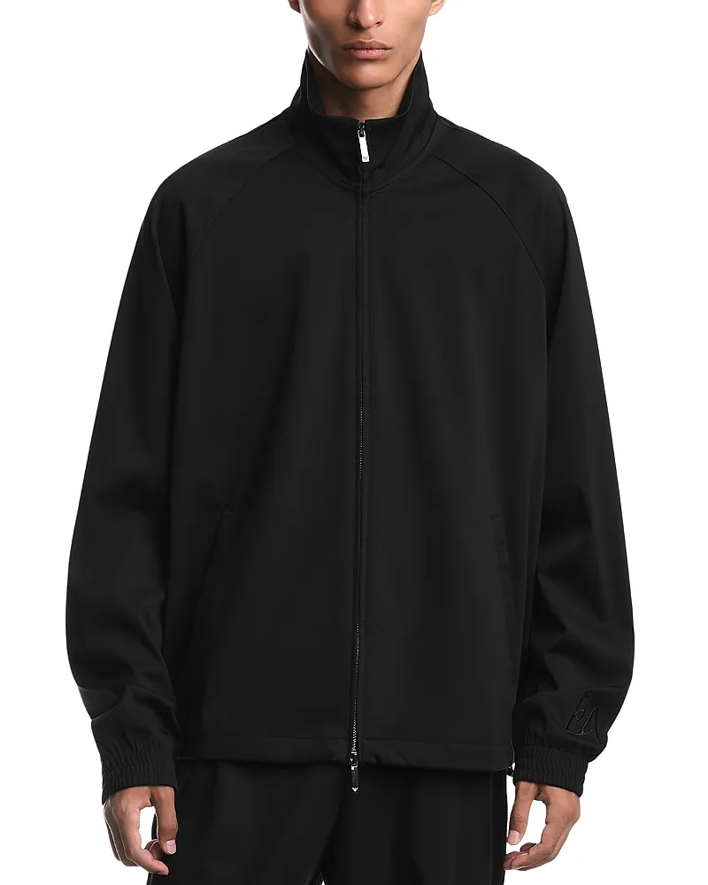 Emporio Armani Stand Collar Interlock Jersey Zip Sweatshirt by Armani