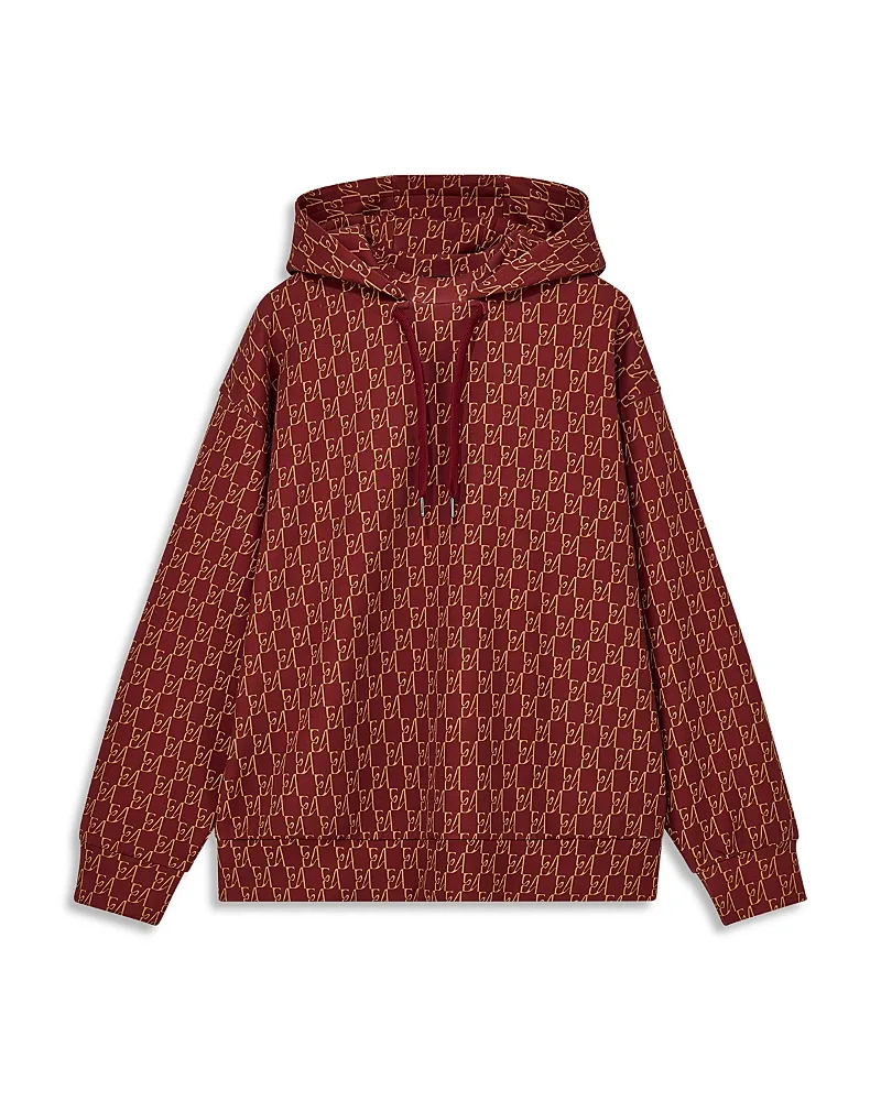 Emporio Armani Cotton Blend Logo Pattern Drawstring Hoodie by Armani