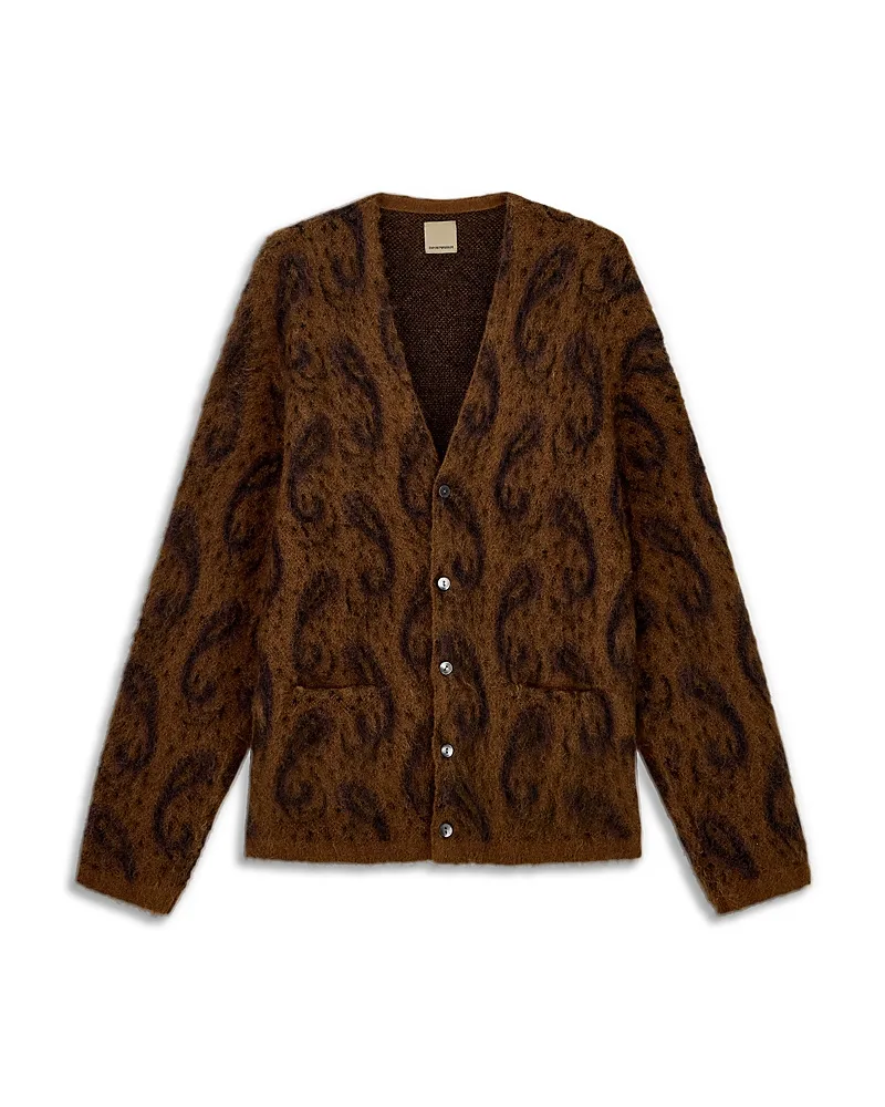 Emporio Armani Oversized Fit Jacquard Wool Blend Cardigan