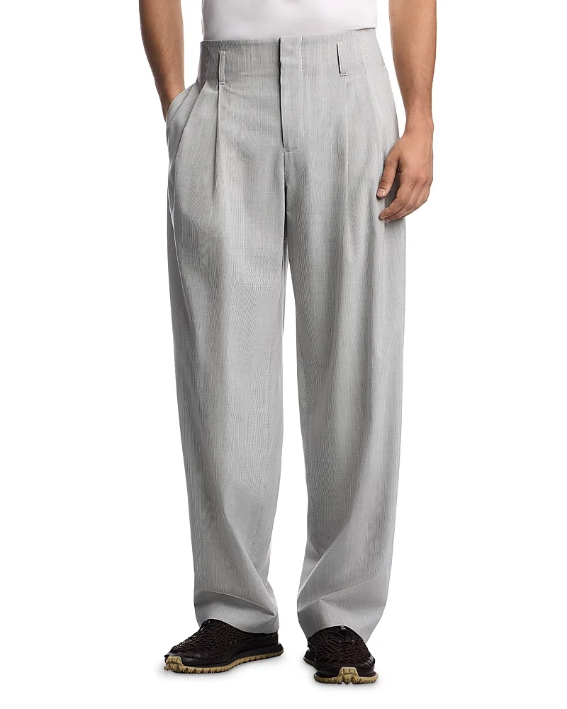 Emporio Armani Wool Blend Stretch Pleated Trousers by Armani