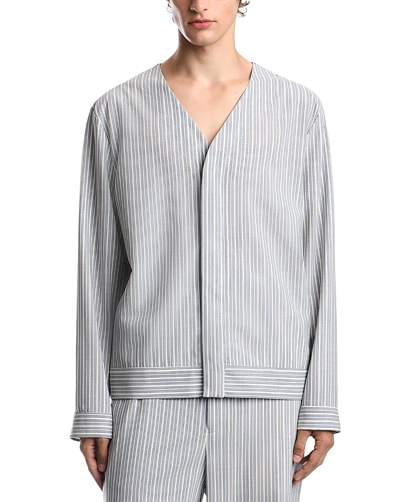 Emporio Armani Wool Blend Stripe Blouson Shirt by Armani
