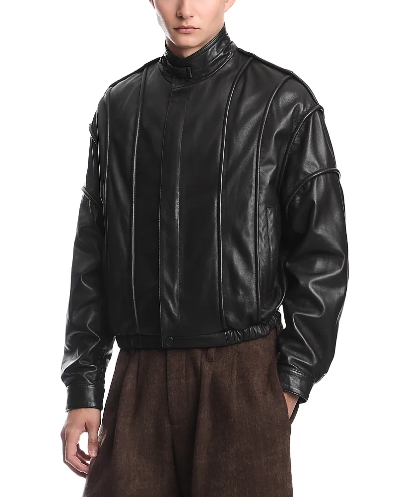 Emporio Armani Leather Stand Collar Blouson Jacket by Armani
