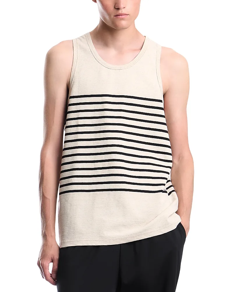 Emporio Armani Cotton & Linen Stripe Crewneck Tank Top by Armani