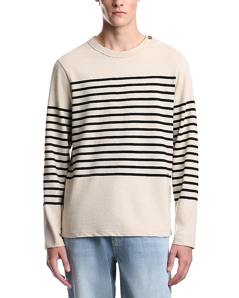 Emporio Armani Cotton & Linen Stripe Button Collar Shirt by Armani