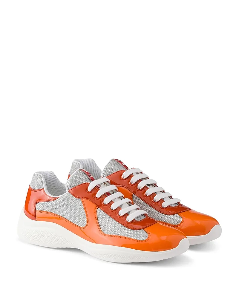 Prada Patent Leather and Technical Fabric Americas Cup Sneakers by Prada