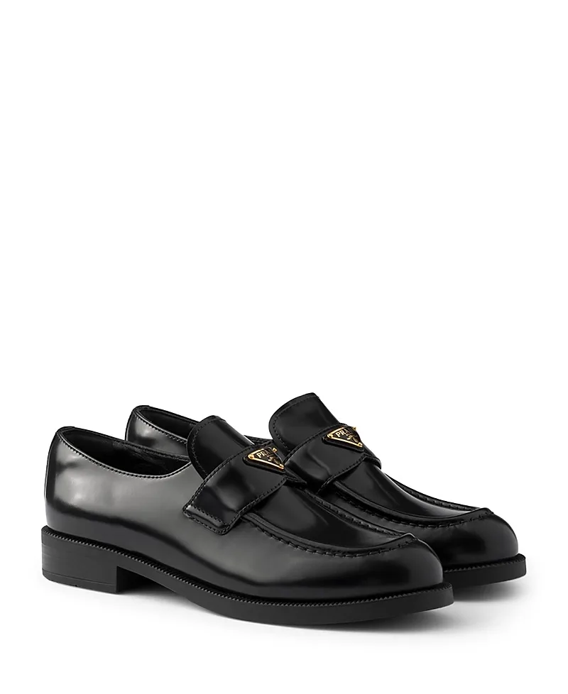 Prada Brushed Leather Loafers by Prada