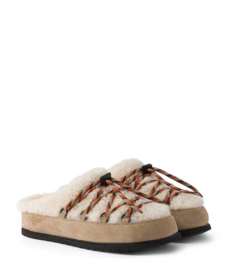Prada Suede and Shearling Mules by Prada