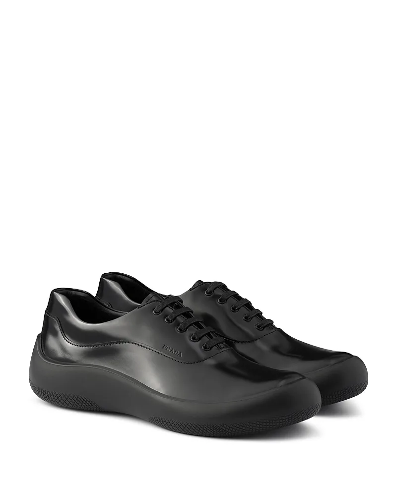 Prada Brushed Leather Sneakers by Prada