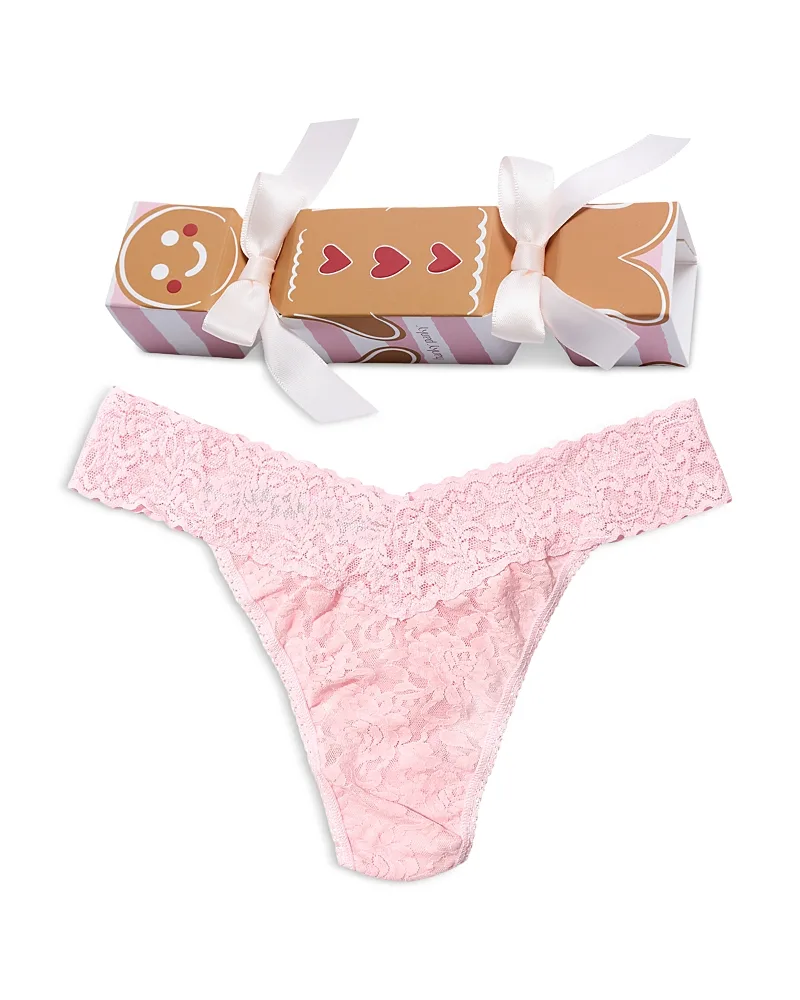 Signature Lace Original Rise Thong in Gingerbread Man Gift Box by Hanky Panky
