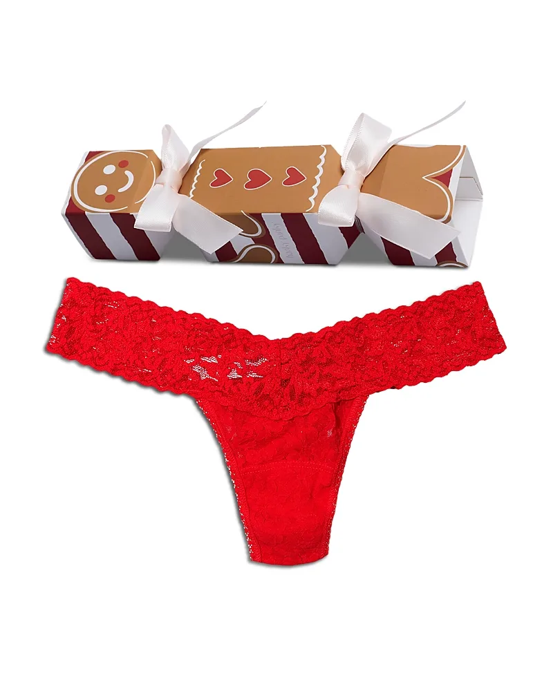 Signature Lace Low Rise Thong in Gingerbread Man Gift Box by Hanky Panky