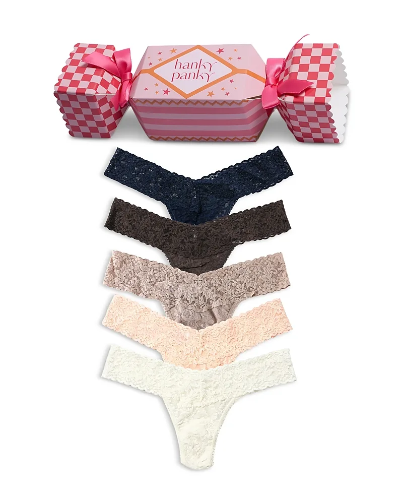 Signature Lace Low Rise Thong, Pack of 5 by Hanky Panky