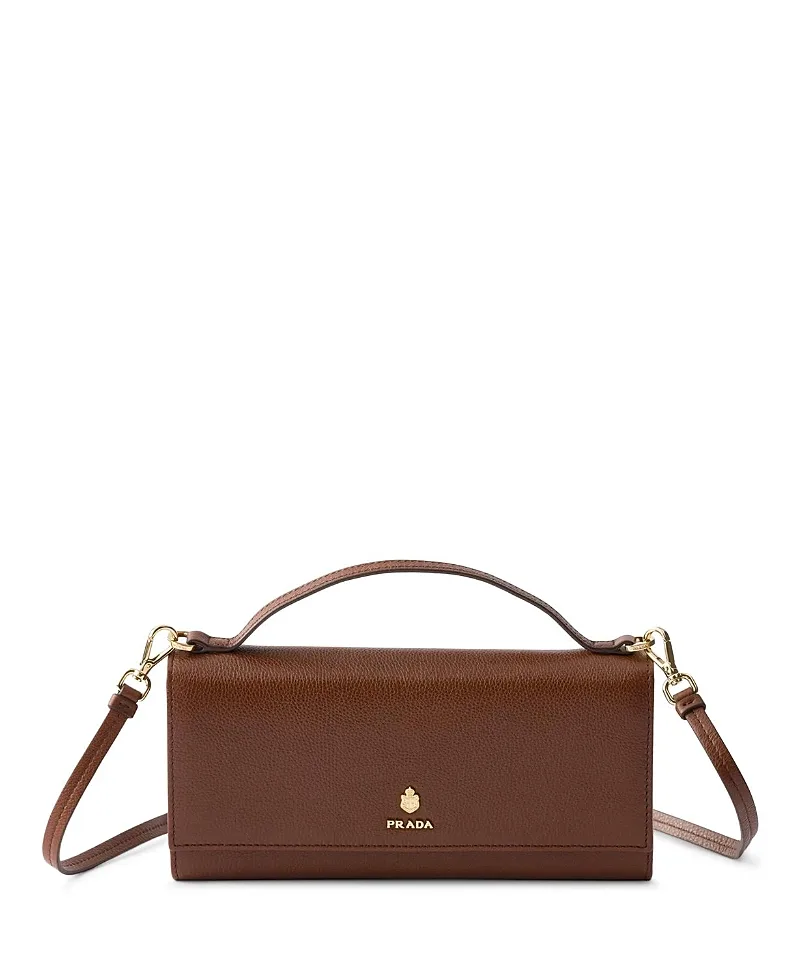 Leather Wallet with Shoulder Strap by Prada
