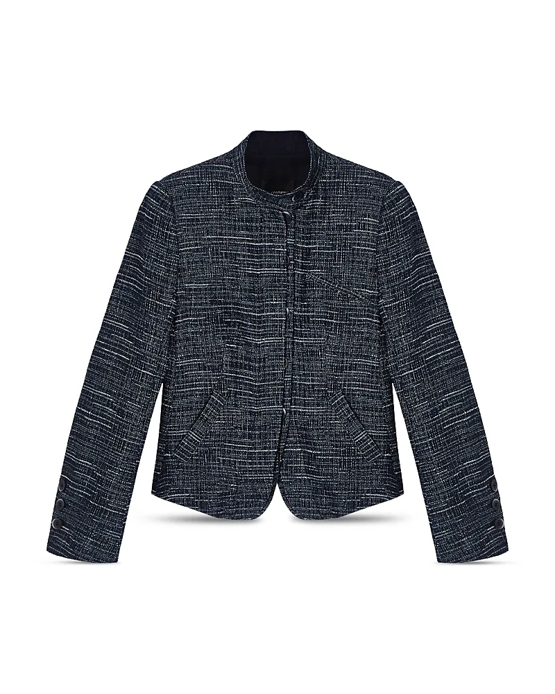 Emporio Armani Stand Collar Curved Hem Jacket - Denim by Armani