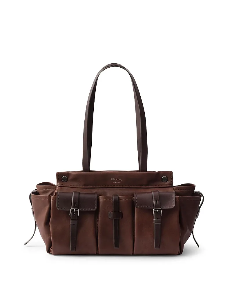 Route Large Leather Tote Bag by Prada