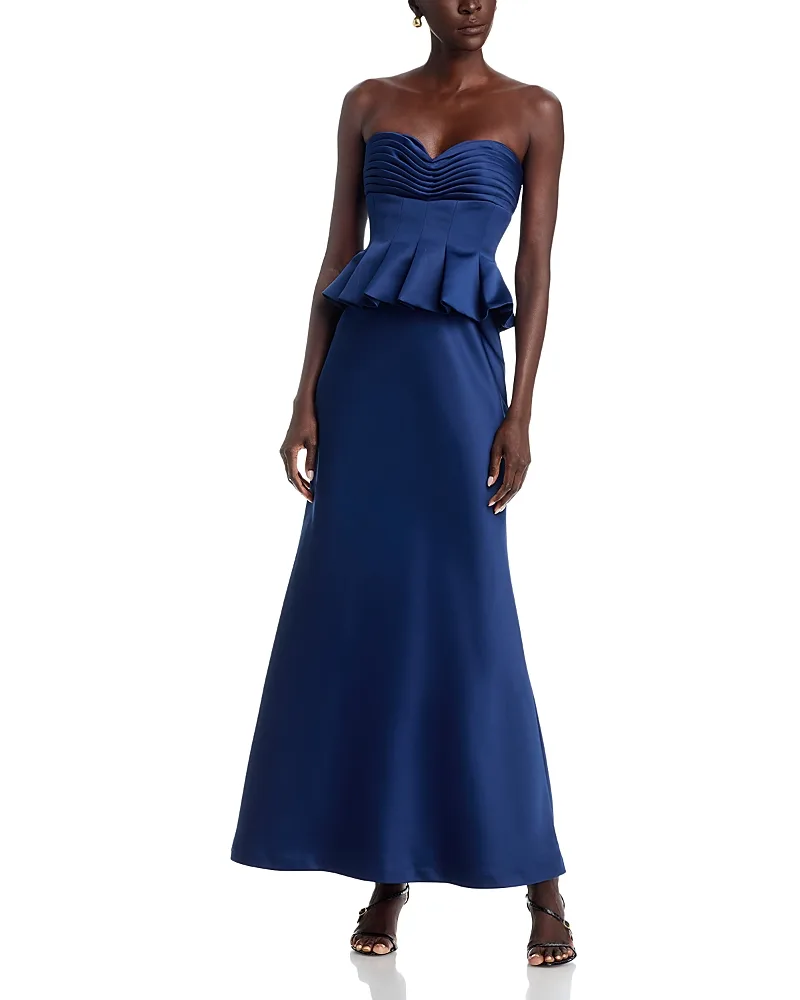 Sydney Strapless Peplum Gown by Theia