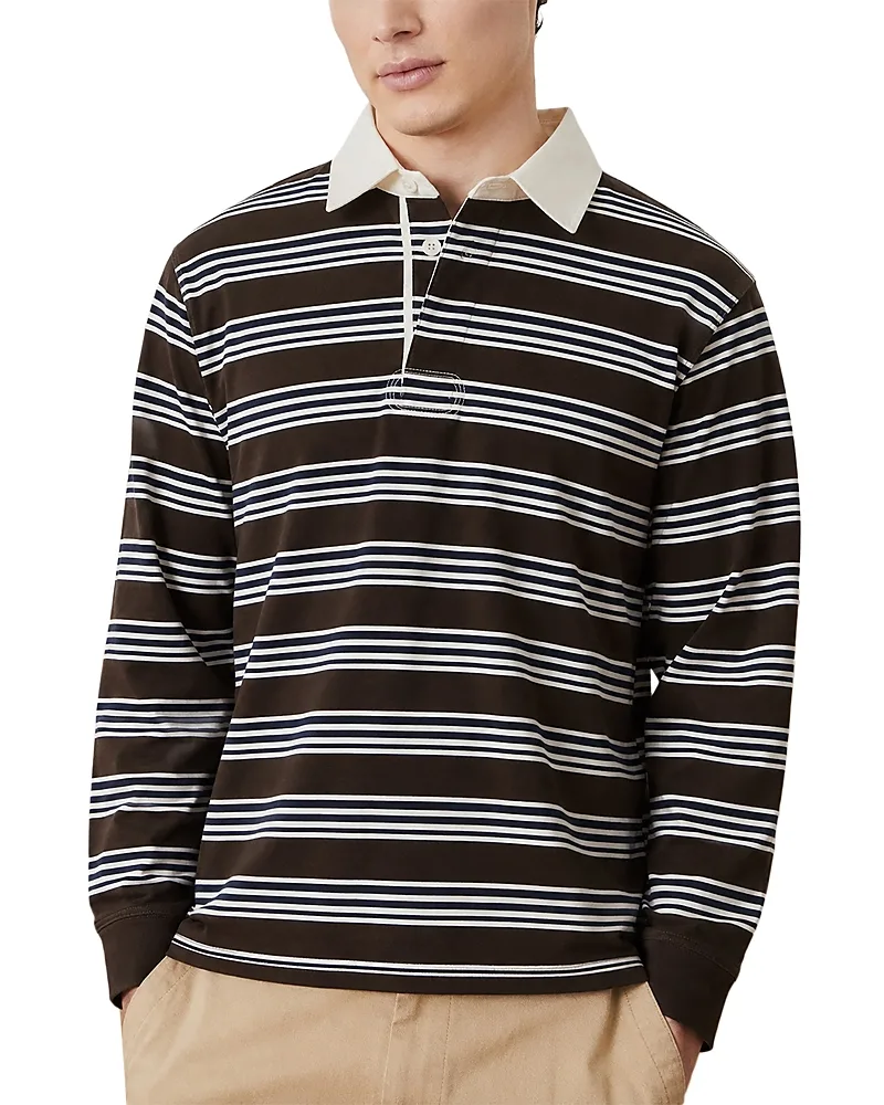 Mini Stripe Rugby Long Sleeve Polo Shirt by Corridor