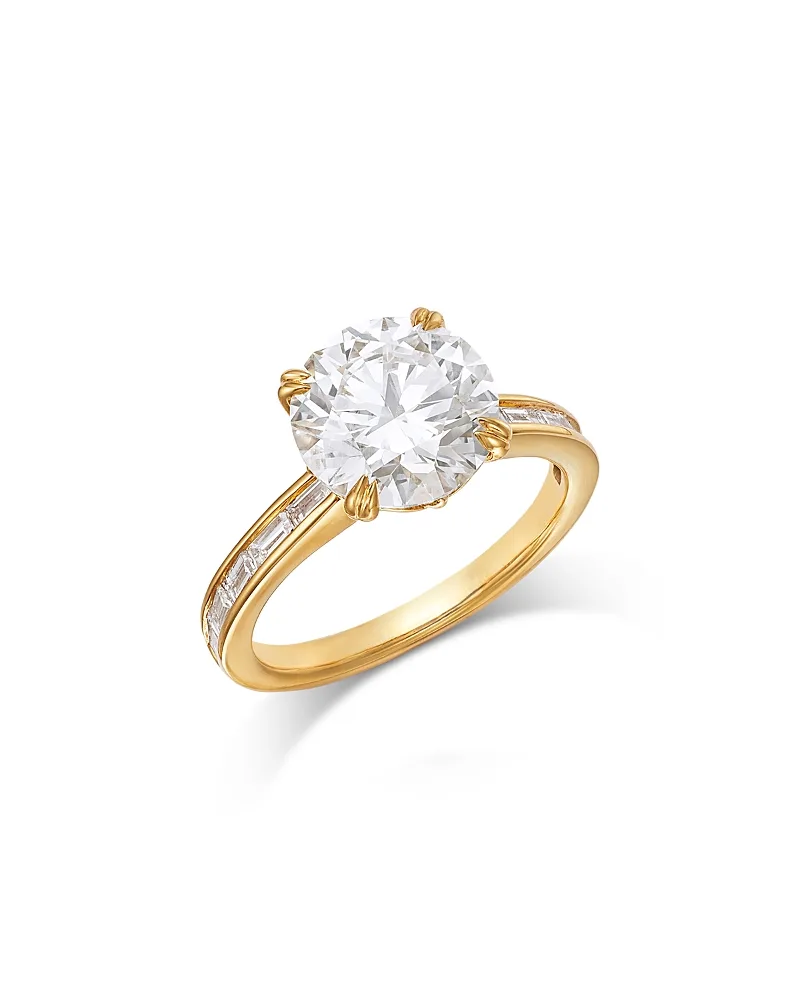 Luxe Collection Certified Lab Grown Diamond Channel Set Engagement Ring in 18K Yellow Gold, 3.4 Tcw