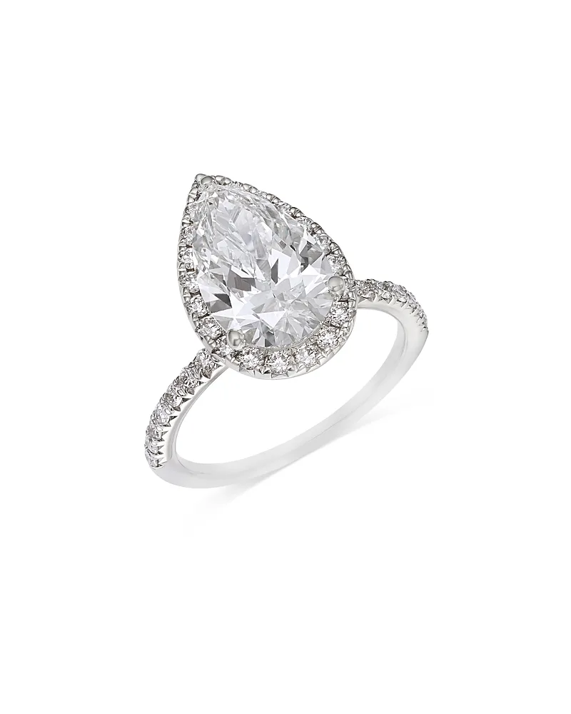 Luxe Collection Certified Lab Grown Diamond Pear Shaped Halo Engagement Ring in 18K White Gold, 3.5 Tcw