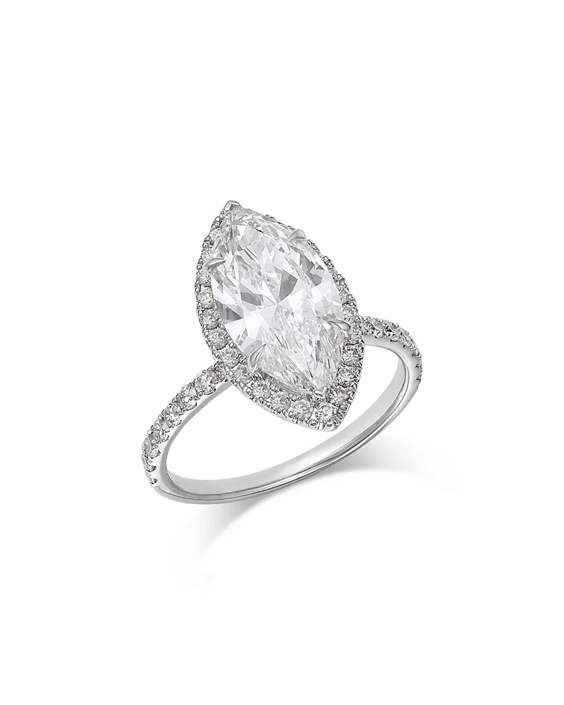 Luxe Collection Certified Lab Grown Diamond Marquise Cut Halo Engagement Ring in 18K White Gold, 3.5 Tcw