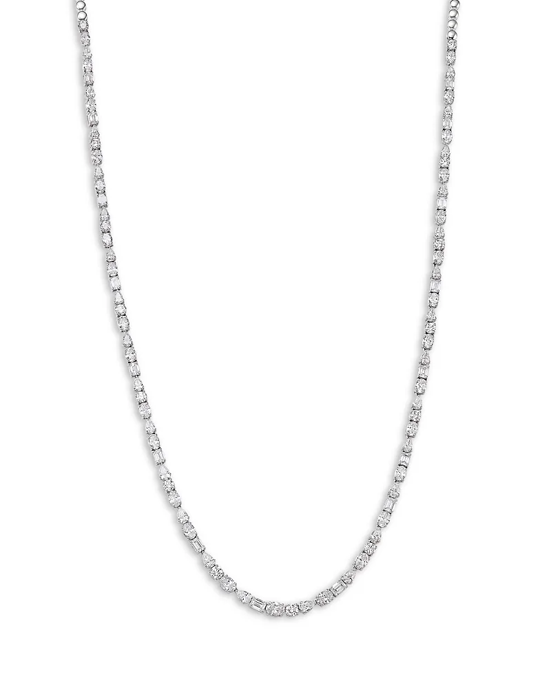 Luxe Collection Certified Lab Grown Diamond Mixed Cut Tennis Necklace in 14K White Gold, 12.0 Tcw